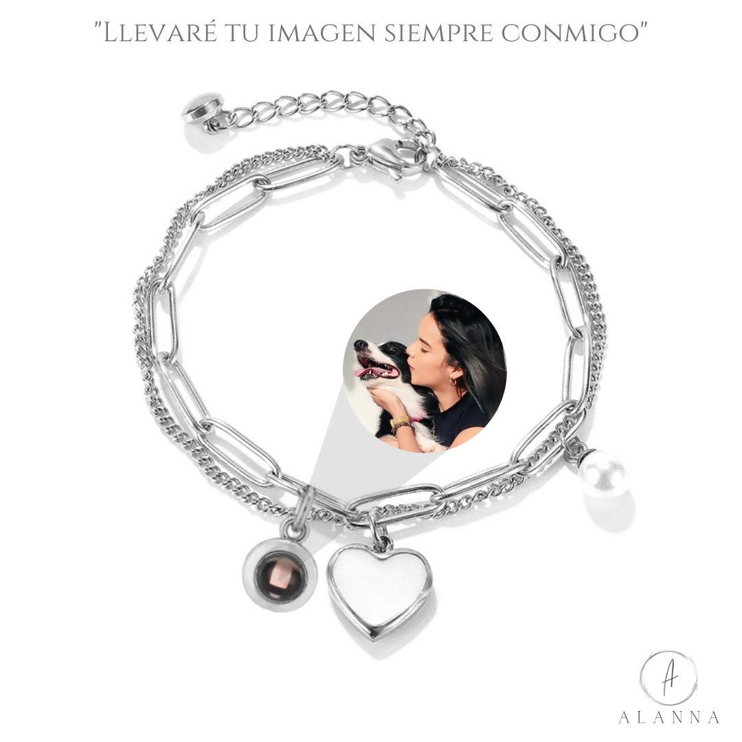 Pulsera Metálica con Charms "Siempre contigo"