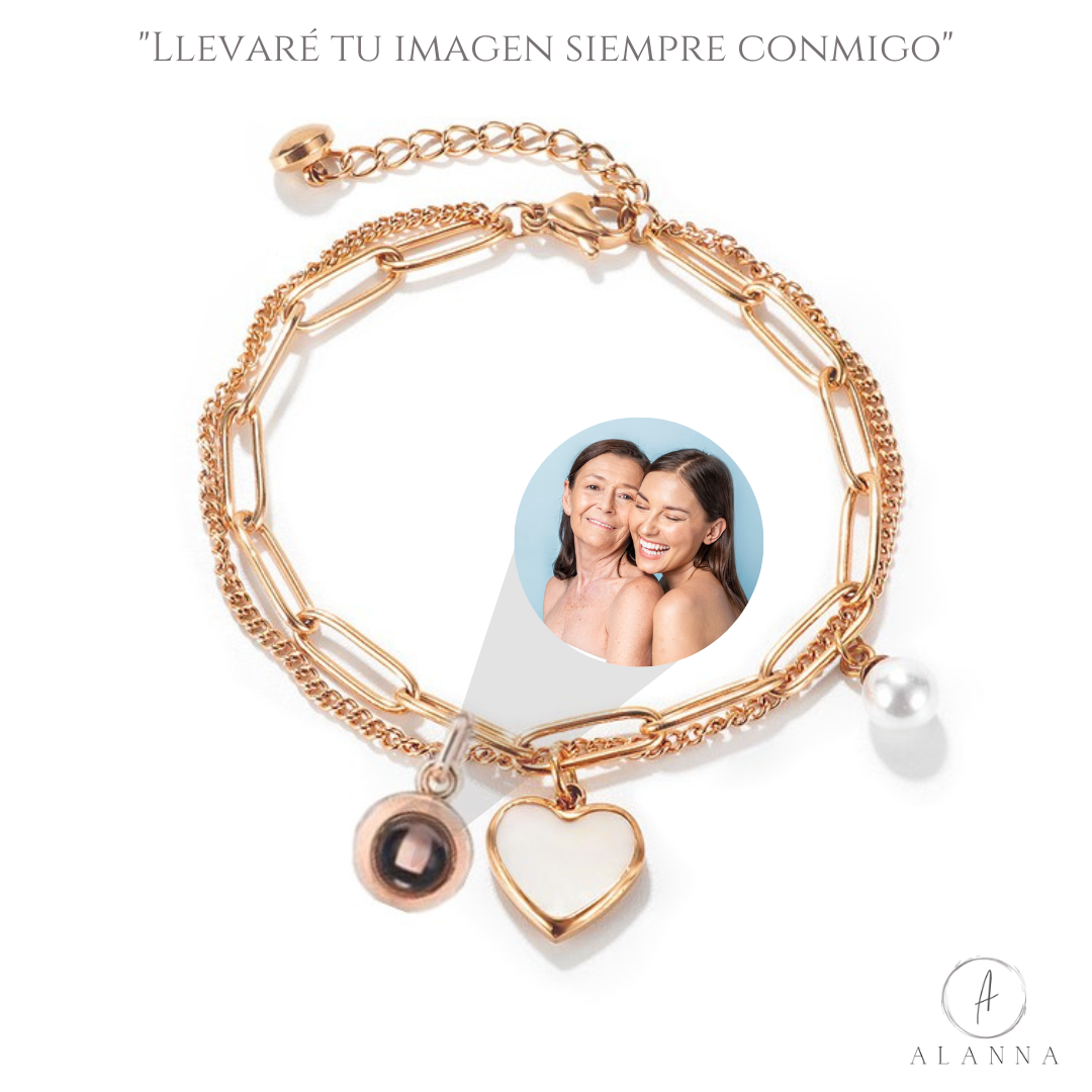 Pulsera Metálica con Charms "Siempre contigo"