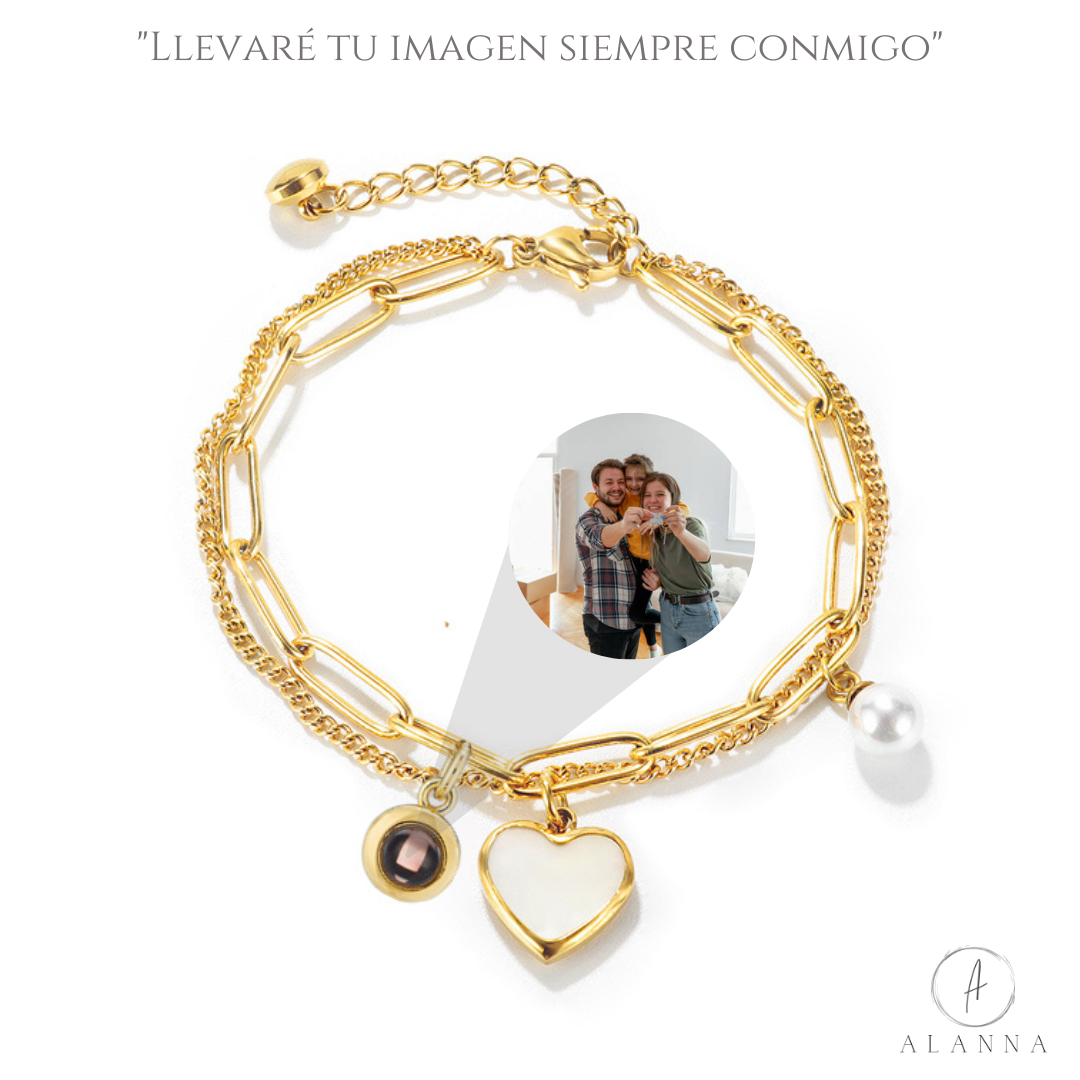 Pulsera Metálica con Charms "Siempre contigo"